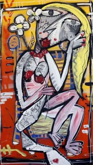 woman paper-quadro donna nuda-dipinto unico