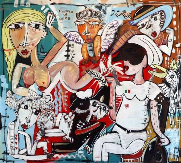 dipinto su pulcinella e personaggi napoletani