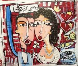 painting-just-married-quadro moderno dipinto su commissione