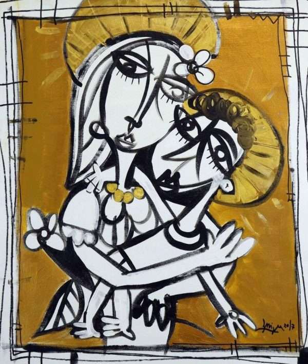 Madonna bianca - quadro moderno madonna con bambino