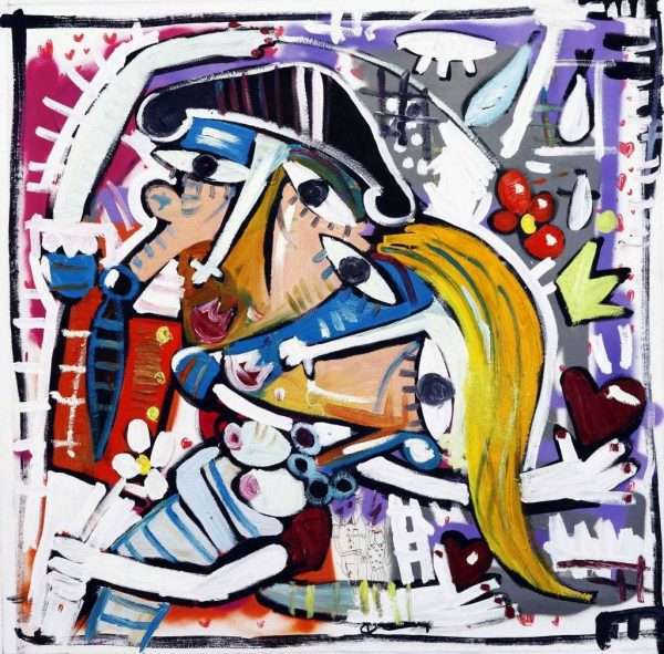 nostro matrimonio_100x100_quadro dipinto a mano_sposi_matrimonio_amore