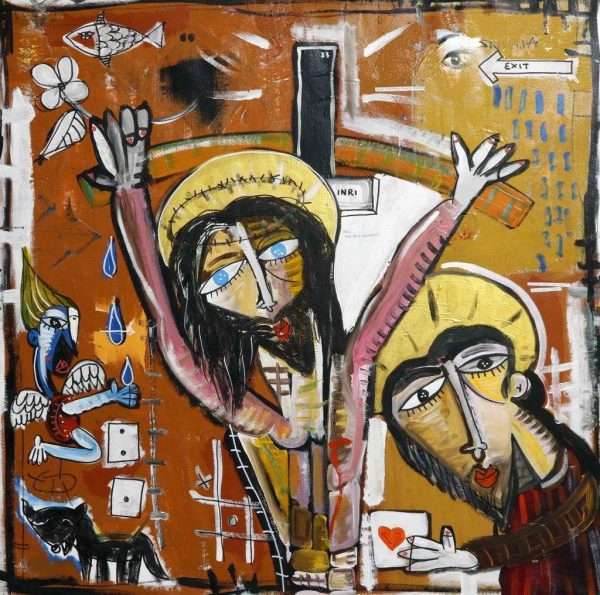Il dono di cristo - dipinto sacro - quadro contemporaneo di cristo