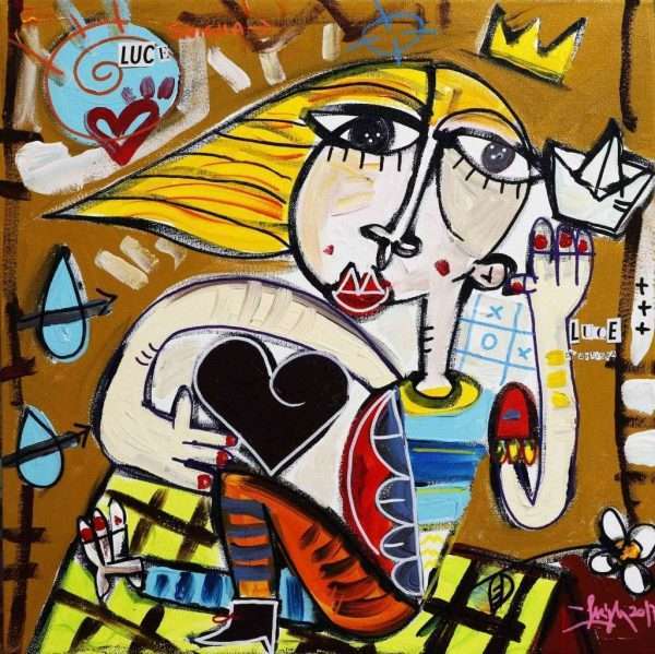 LUCE D'ARTISTA - quadro con donna che da luce