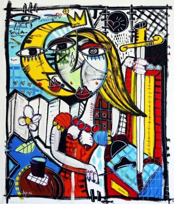 la dama e il trono_120x100_dipinto a mano