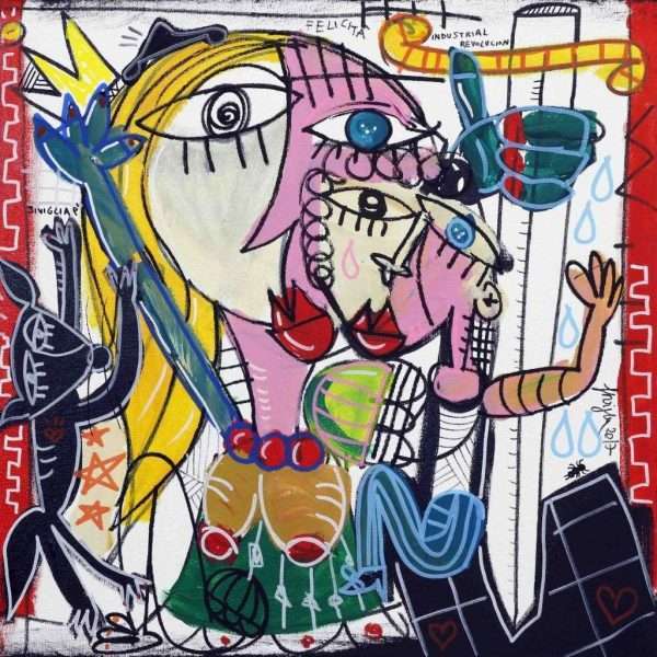 quadro moderno 50x50 la felicità olio su tela