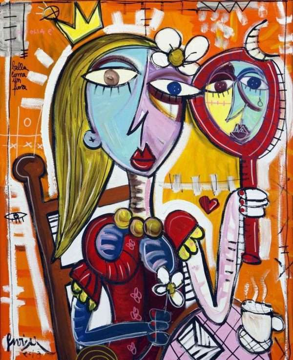 100x80_bella come un fiore - ritratto moderno di donna