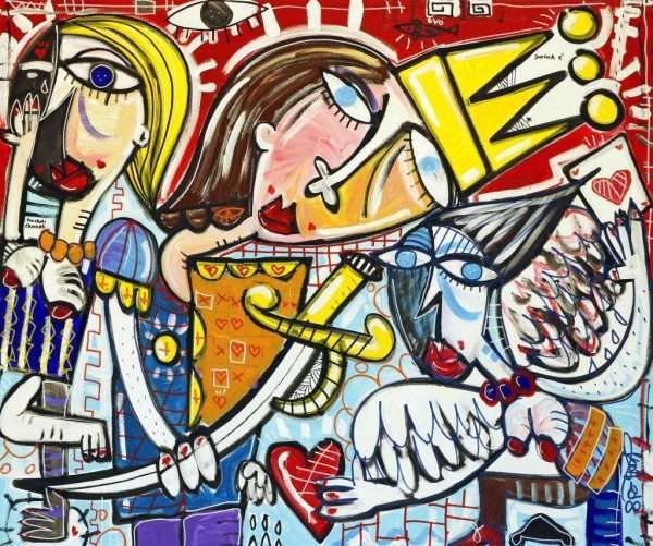 Quadro moderno portami l'amore con cuore e spada