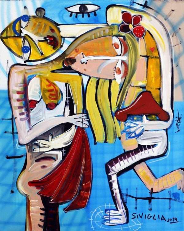 quadro moderno in stile cubista semi-astratto