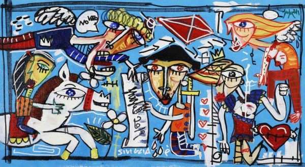 quadro moderno su tela pezzo unico dipinto originale azzurro
