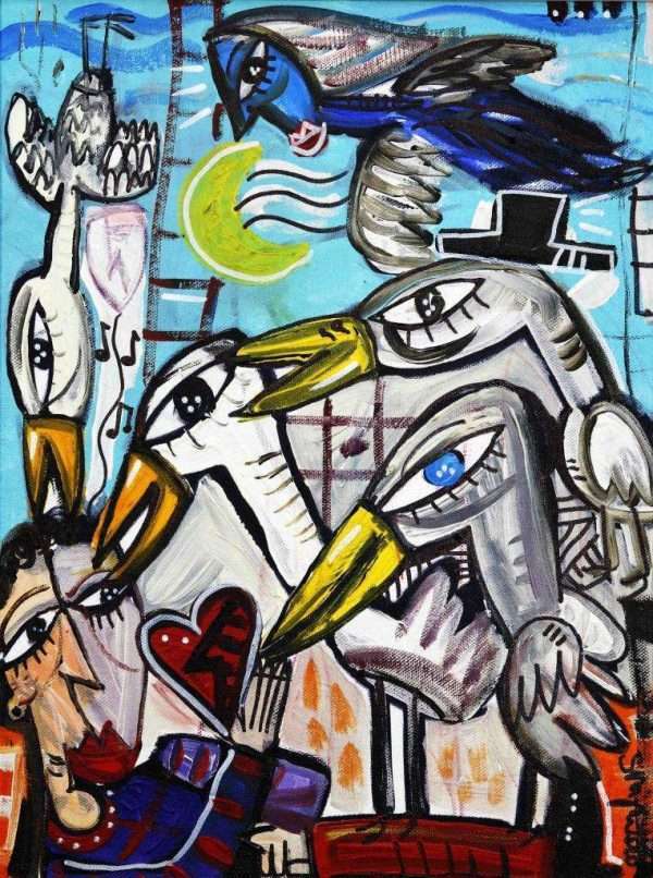30x40 Tio Muerto, quadro moderno olio su tela dipinto a mano da Siviglia Alessandro, olio su tela originale dipinto a mano pezzo unico