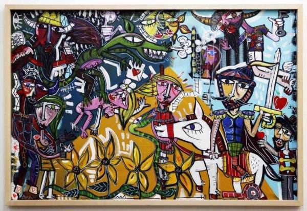 Grande dipinto ispirato alle avventure di don chisciotte, quadro moderno per il soggiorno, dipinto olio su tela per gli amanti di don chisciotte
