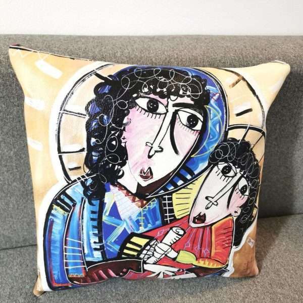 Cuscino con dipinto di Siviglia ritratto della Madonna con fondo dorato
