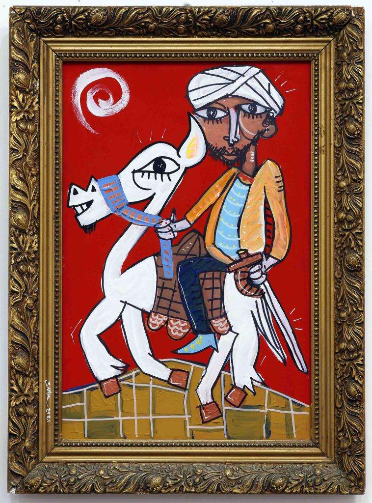 uomini forti di dubai modern portrait of an Arabic prince riding a camel