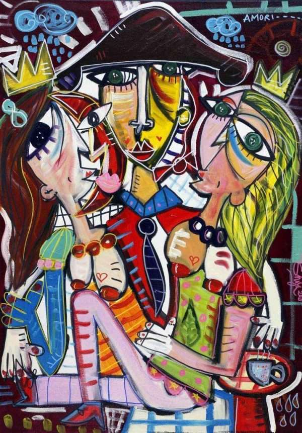 quadro moderno in stile cubista con torero e due donne ritratto nudo figurativo quadro per casa quadro per casanova dipinto su tela per decorare casa