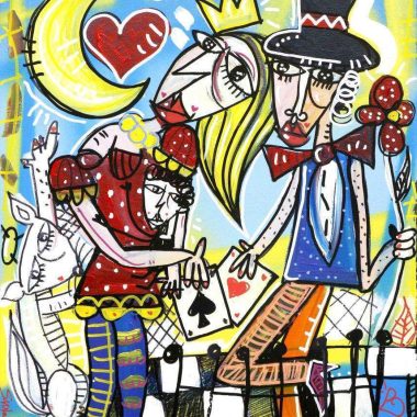 quadro moderno figurativo con scena romantica ritratto famiglia idea regalo matrimonio