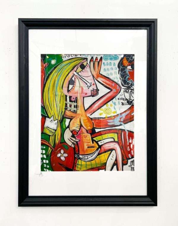 quadro moderno ritratto di donna nuda con bandiera italiana sullo sfondo
