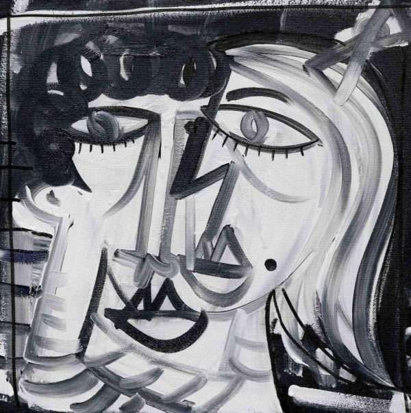 quadro moderno in stile cubista dipinto in bianco e nero quadro piccolo per innamorati idea regalo nozze e anniversario copia