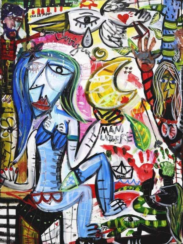 Con le mani, quadro astratto pop art per arredare la casa