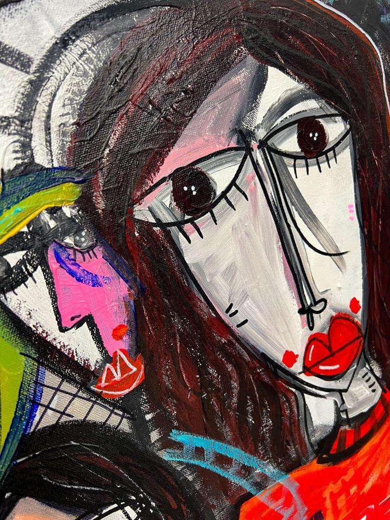 quadro moderno con personaggi in stile cubista dipinto originale quadro moderno con personaggi in stile cubista dipinto originale