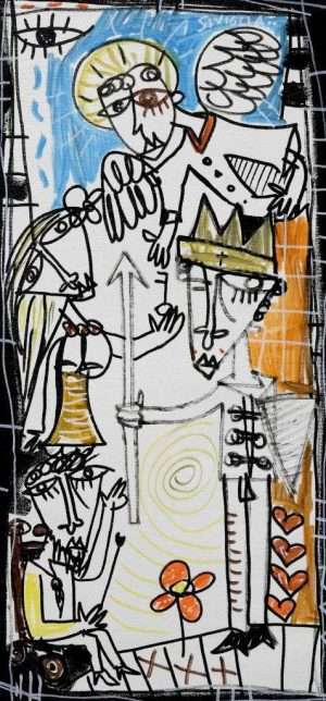 olio su tela quadri moderni per studio avvocato 50x22,5 Il Re Guardiano