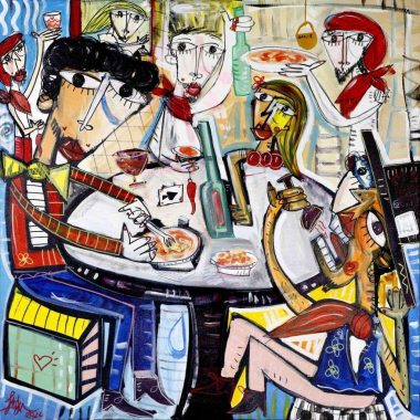 Quadro moderno per arredare ristoranti, trattorie, quadri unici dipinti a mano Alessandro Siviglia