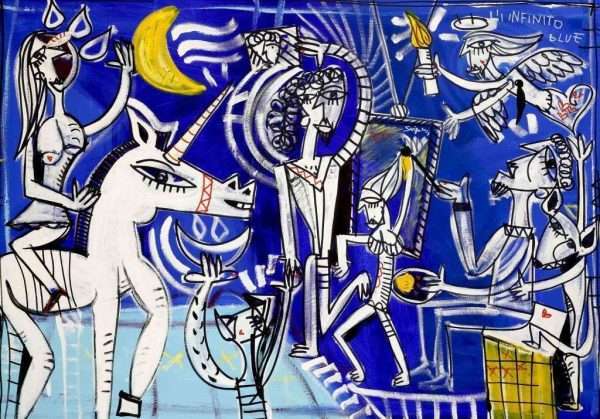 L'IInfinito Blue Quadro moderno su tela 100x150 per arredare il soggiorno