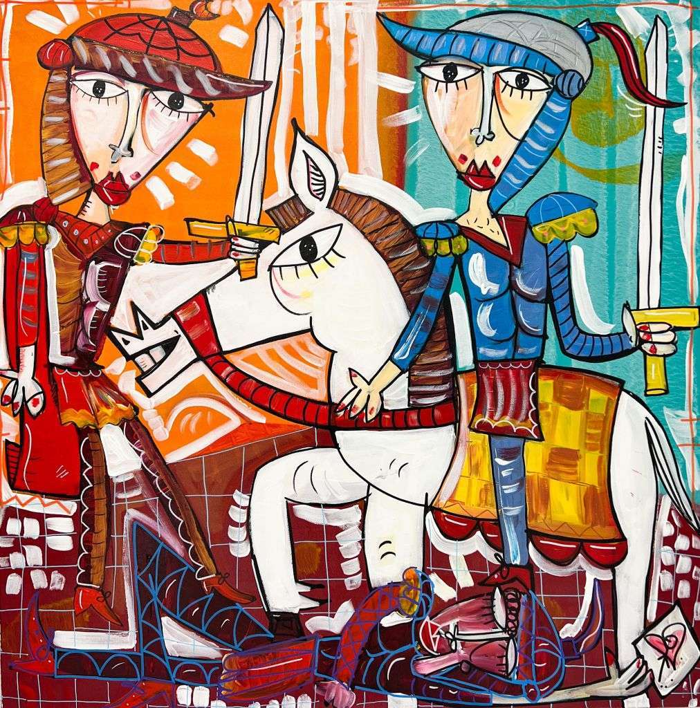 "Avanti un Altro" is a modern painting of a soldier who never gives up