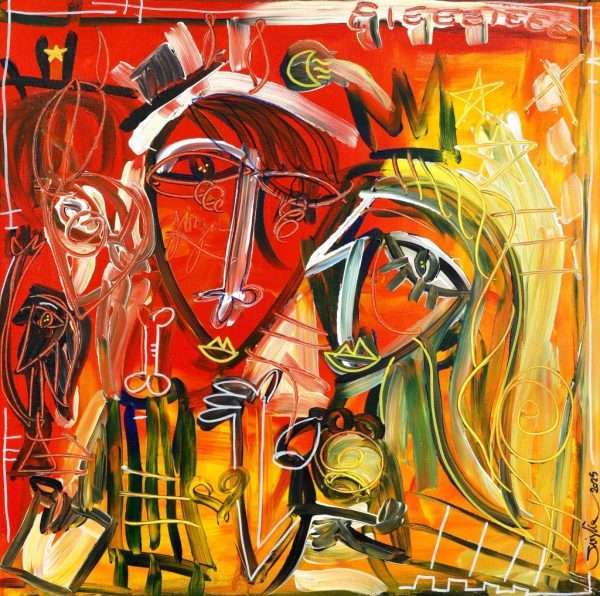 quadro per sposi rosso e giallo colori della roma semi astratto quadro moderno