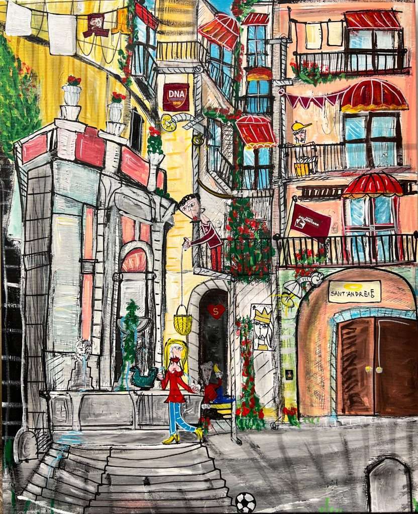 Cityscape by Alessandro Siviglia, Largo Campo in Salerno contemporary painting