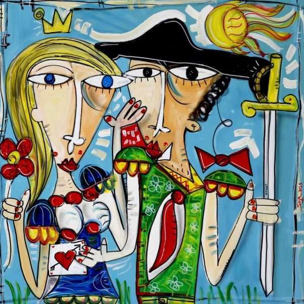 Grande quadro moderno 100x100cm Cielo Sole e Luna