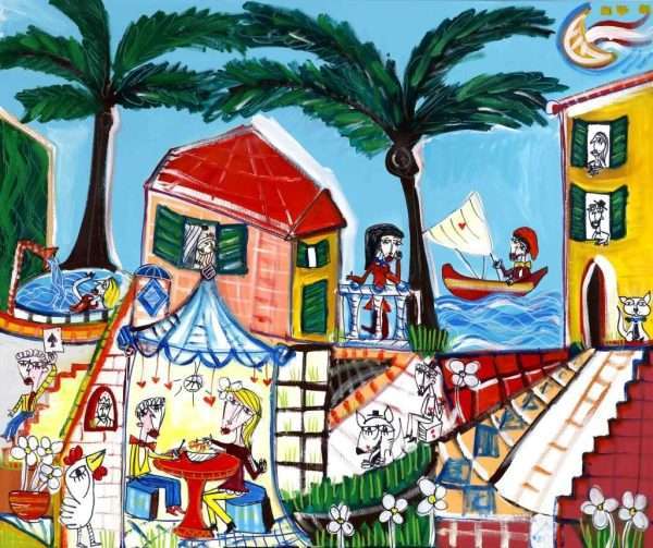 Paesaggio in stile moderno 100x120 La Casa al Mare