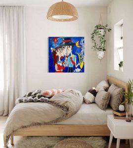 Quadri moderni per la camera da letto con colori vivaci dipinti a mano su tela