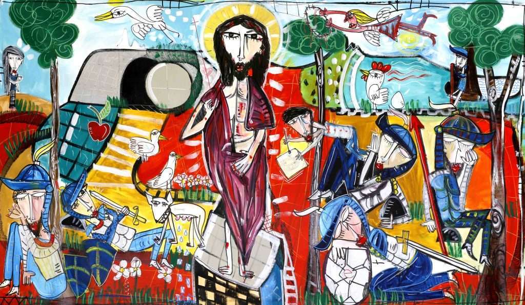 "The Resurrection of Christ" 120x210 cm, mixed media on canvas, Siviglia 2025