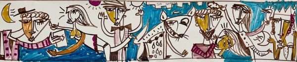 Dipinto originale tecnica mista su tela artista Alessandro Siviglia. Formato lungo e stretto ideale per abbellire lo spazio dietro un comò o una scrivania, in camera da letto, nel corridoio o all'entrata di casa.