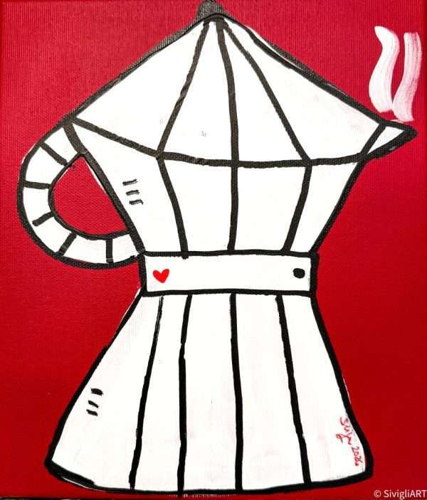 Caffè moka rossa 27x23cm dipinto a mano per angolo bar