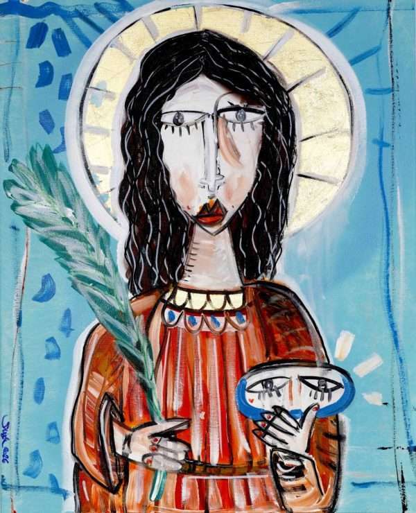 Quadro moderno ritratto sacro Santa Lucia 67x54,5