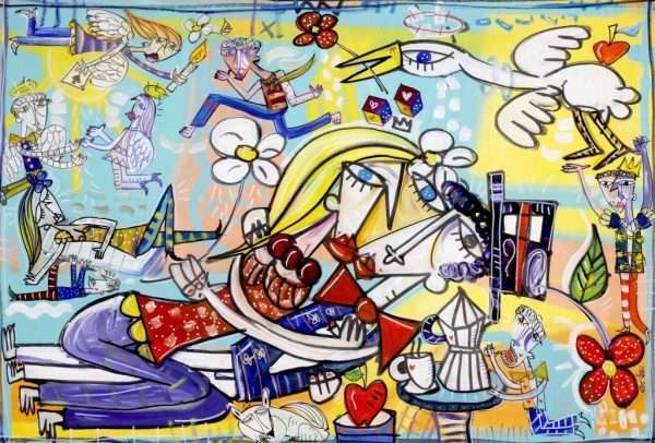 Quadro moderno Abbraccio di cuore per arredare villa di lusso, quadri moderni di lusso costosi dell'artista Alessandro Siviglia pittore famoso
