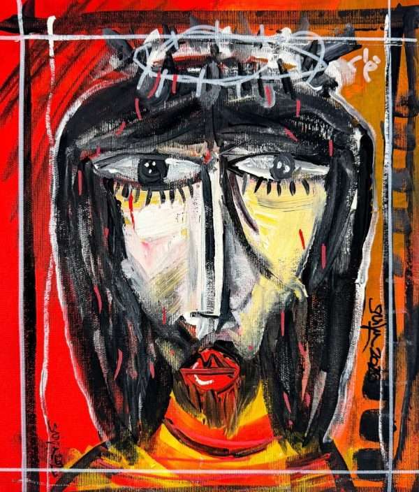 Ritratto di Cristo con colori acrilici