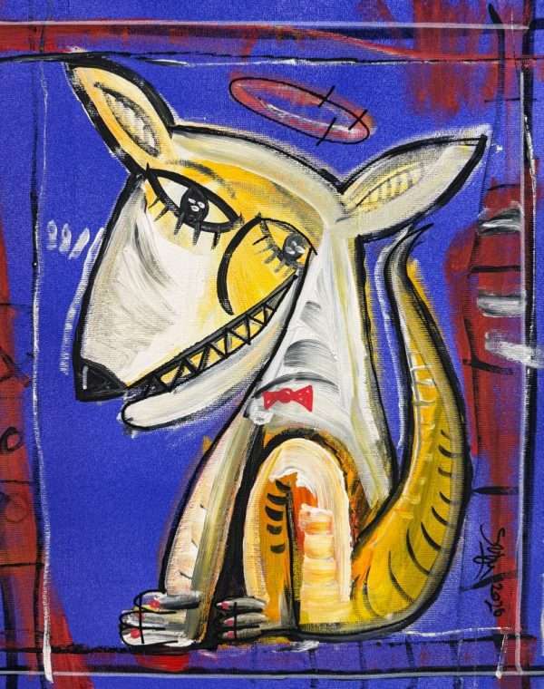 Ritratto di un cagnolino dog 38x31 dipinto a mano su tela